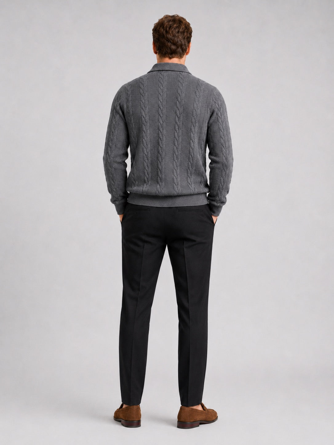 Men’s Quarter Zip Jumper Long Sleeve Turn-Down Collar Autumn Winter Pullover for Casual and Everyday Wear