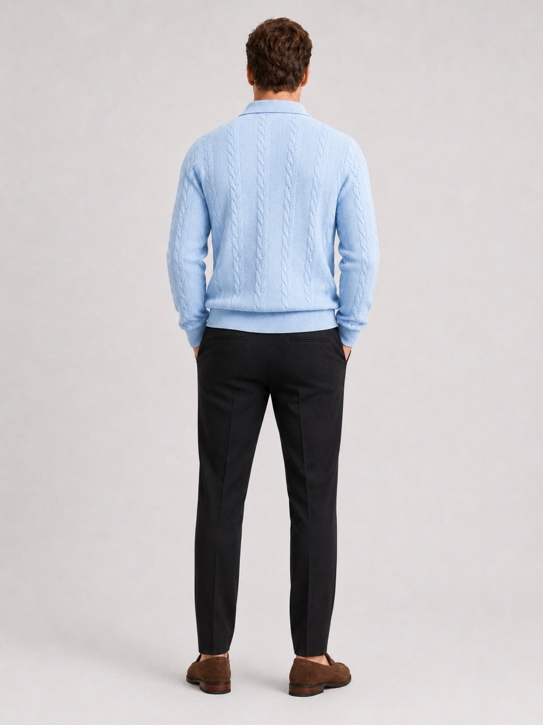 Men’s Quarter Zip Jumper Long Sleeve Turn-Down Collar Autumn Winter Pullover for Casual and Everyday Wear