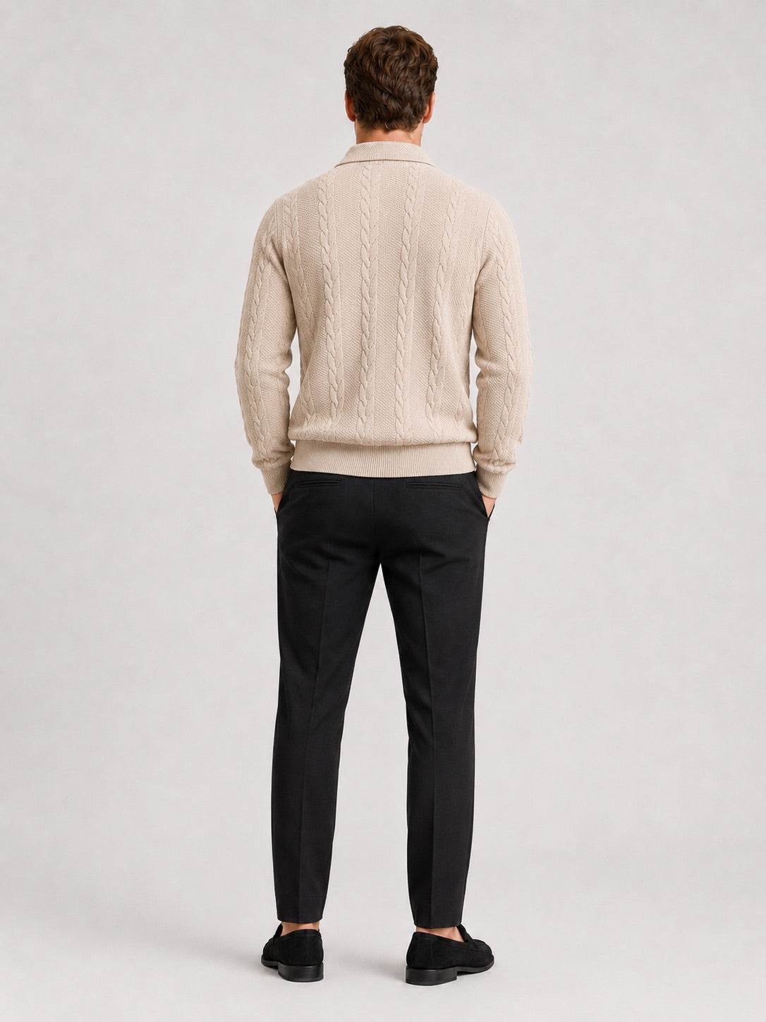 Men’s Quarter Zip Jumper Long Sleeve Turn-Down Collar Autumn Winter Pullover for Casual and Everyday Wear