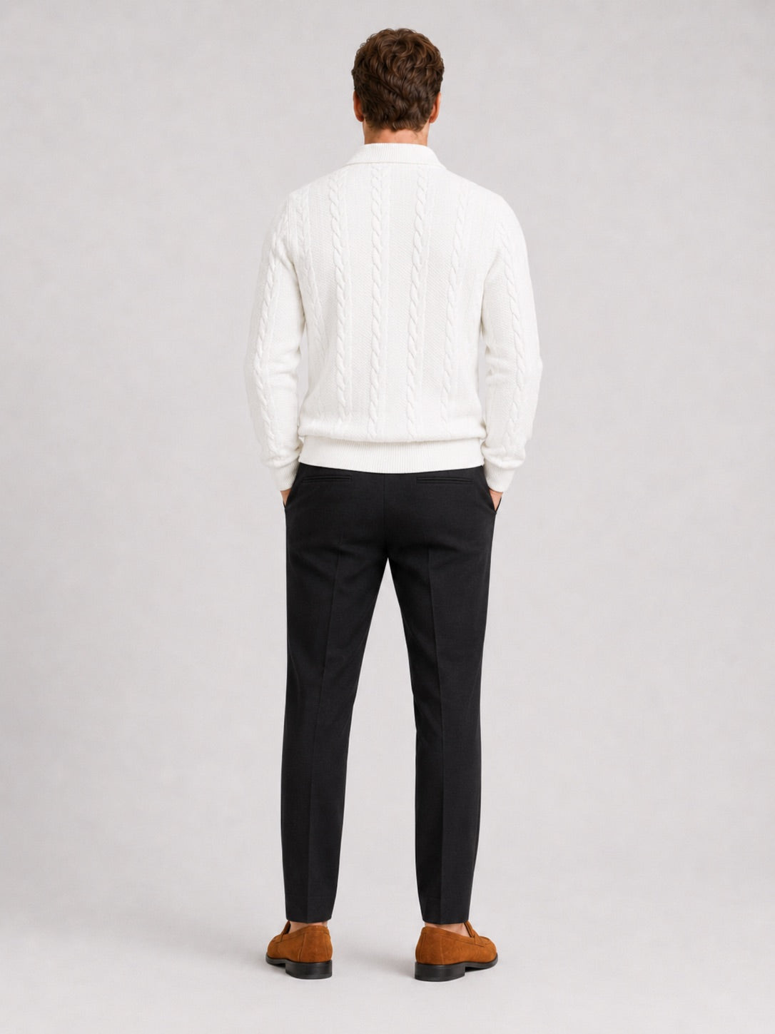 Men’s Quarter Zip Jumper Long Sleeve Turn-Down Collar Autumn Winter Pullover for Casual and Everyday Wear