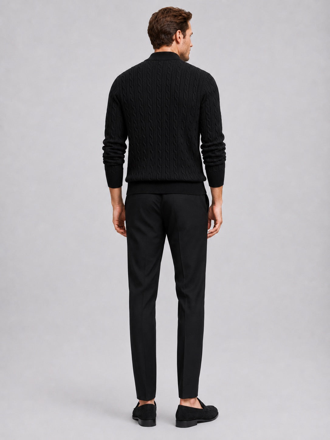 Men’s Cable Knit Quarter Zip Jumper Mock Neck Thick Warm Autumn Winter Pullover for Business Casual and Everyday Wear