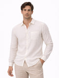 Men’s Linen Button-Up Shirt Lightweight Breathable Casual Summer Essential for Beach, Vacation, Resort and Smart Casual Wear