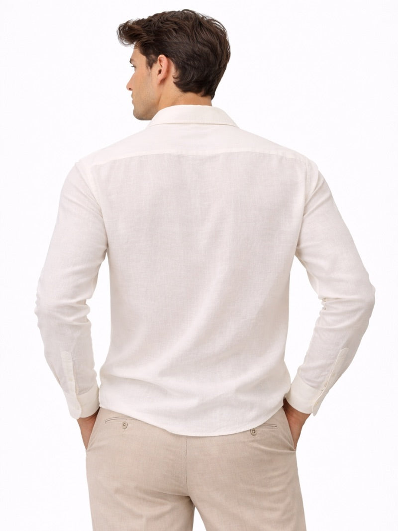 Men’s Linen Button-Up Shirt Lightweight Breathable Casual Summer Essential for Beach, Vacation, Resort and Smart Casual Wear