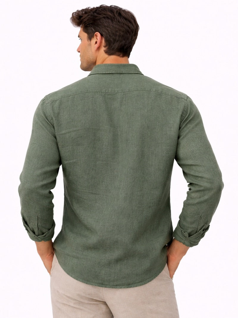 Men’s Linen Button-Up Shirt Lightweight Breathable Casual Summer Essential for Beach, Vacation, Resort and Smart Casual Wear