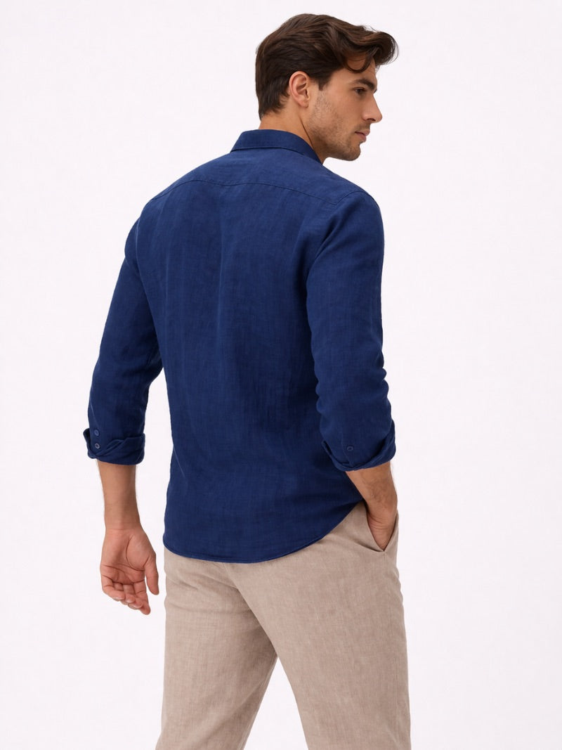 Men’s Linen Button-Up Shirt Lightweight Breathable Casual Summer Essential for Beach, Vacation, Resort and Smart Casual Wear