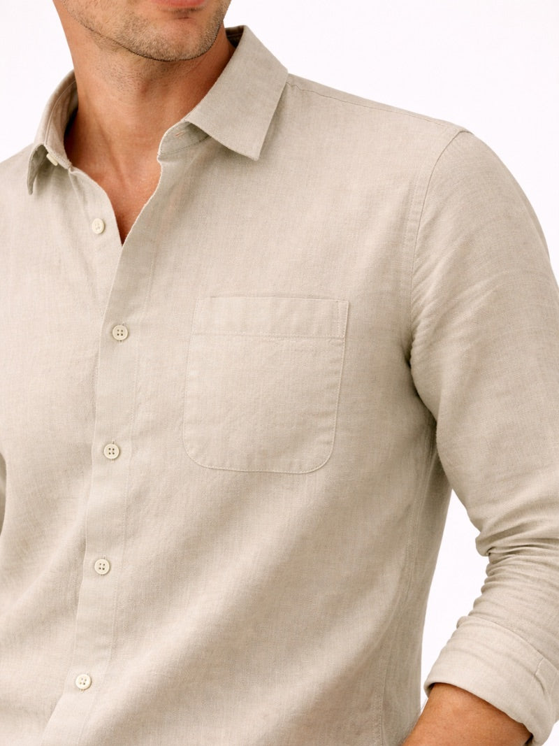 Men’s Linen Button-Up Shirt Lightweight Breathable Casual Summer Essential for Beach, Vacation, Resort and Smart Casual Wear