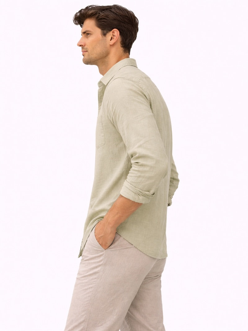 Men’s Linen Button-Up Shirt Lightweight Breathable Casual Summer Essential for Beach, Vacation, Resort and Smart Casual Wear