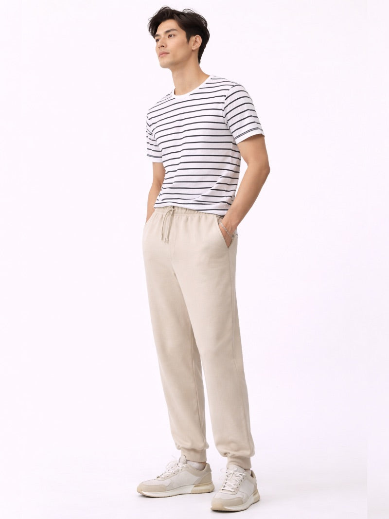 Men’s Striped Cotton T-Shirt Lightweight Breathable Casual Summer Tee Classic Essential for Weekend, Travel and Everyday Wear