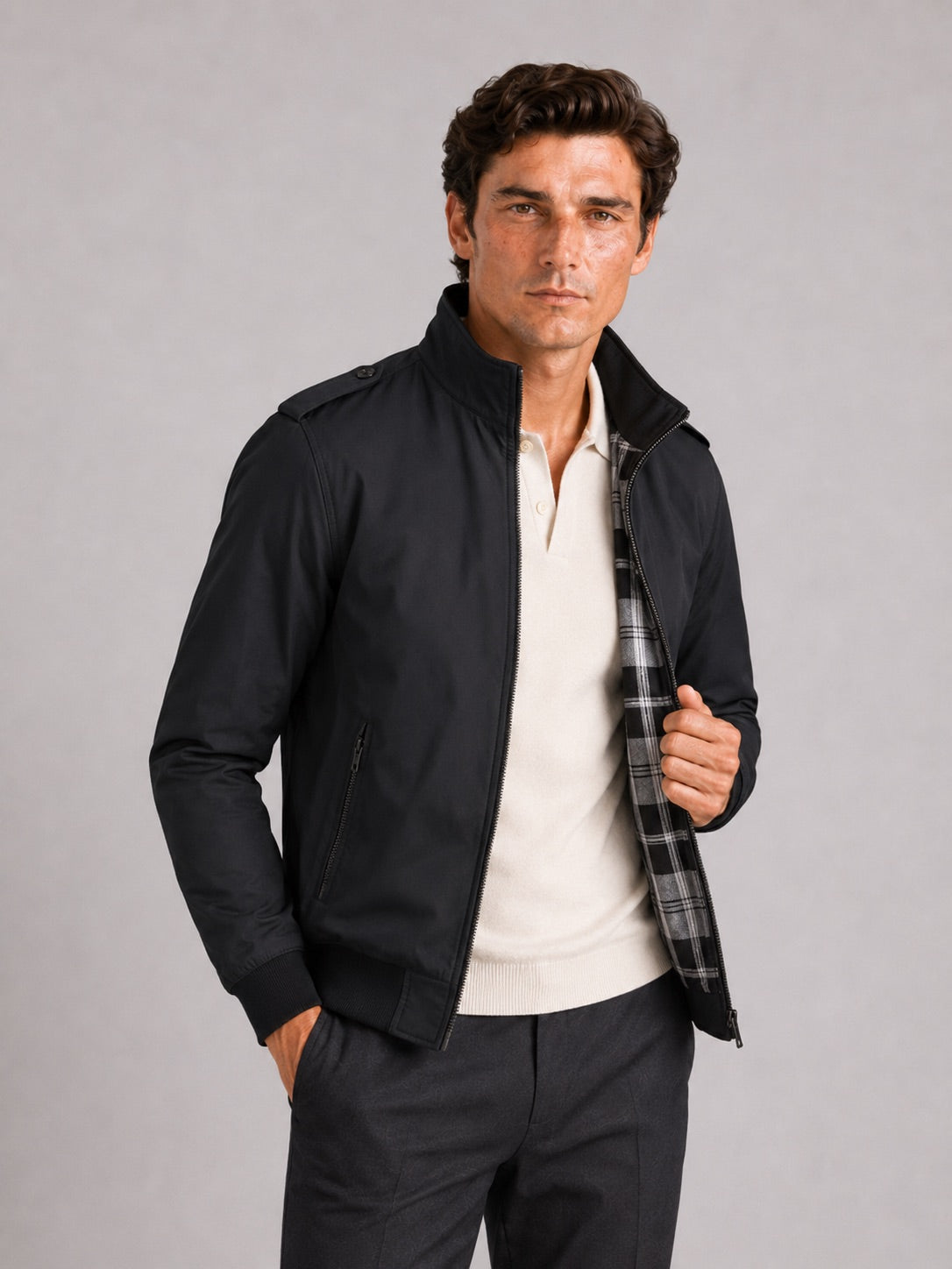 Men’s Stand Collar Trench Jacket Slim Fit Lightweight Business Coat Tailored Outerwear for Office, Travel and Smart Casual Wear