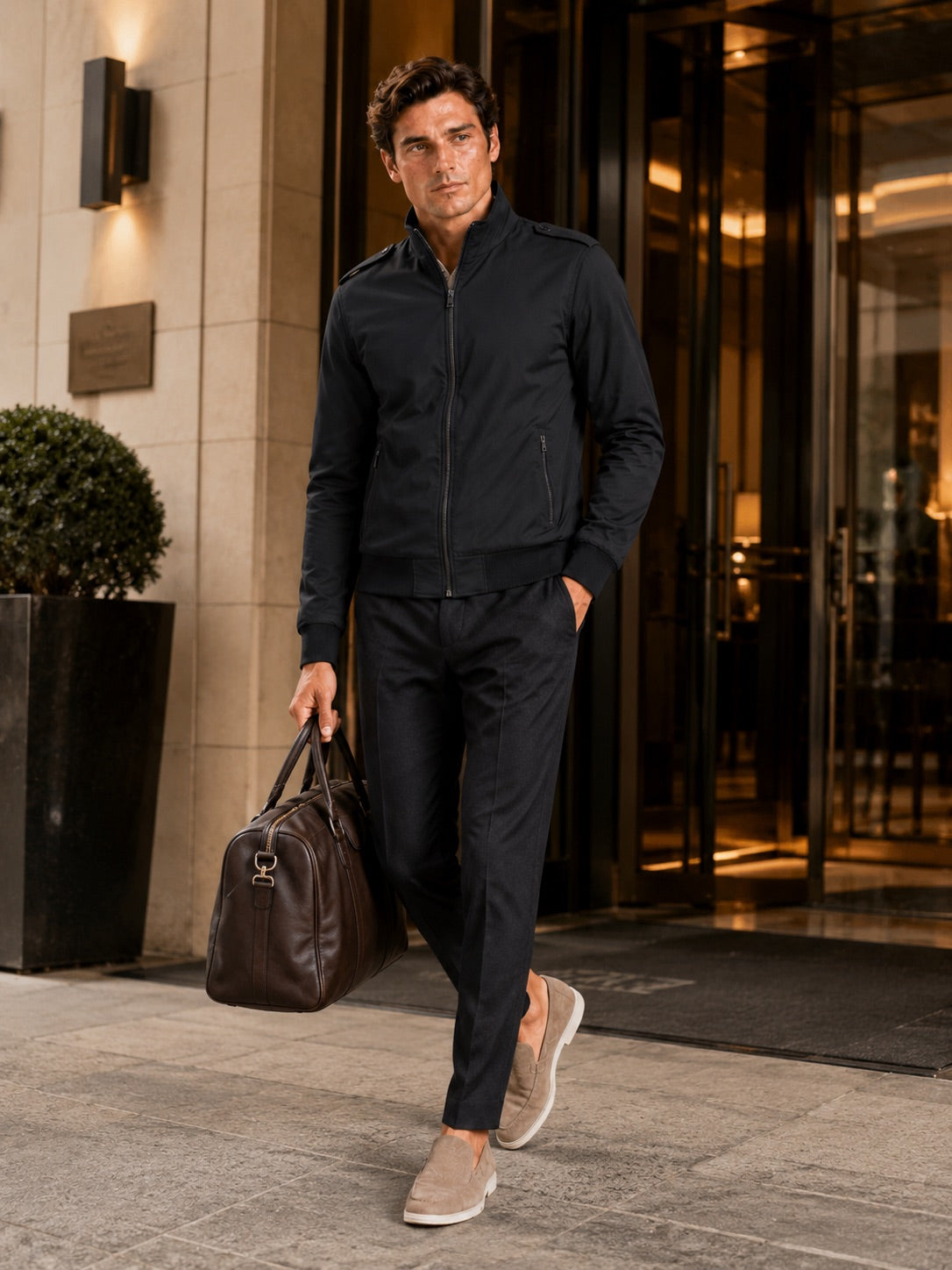 Men’s Stand Collar Trench Jacket Slim Fit Lightweight Business Coat Tailored Outerwear for Office, Travel and Smart Casual Wear