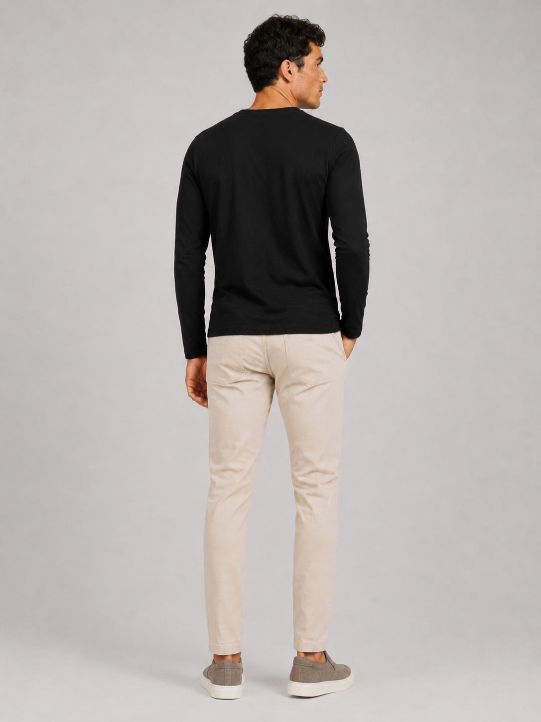 Men’s Fitted Henley Shirt Long Sleeve Solid Colour Spring Casual Basic Top