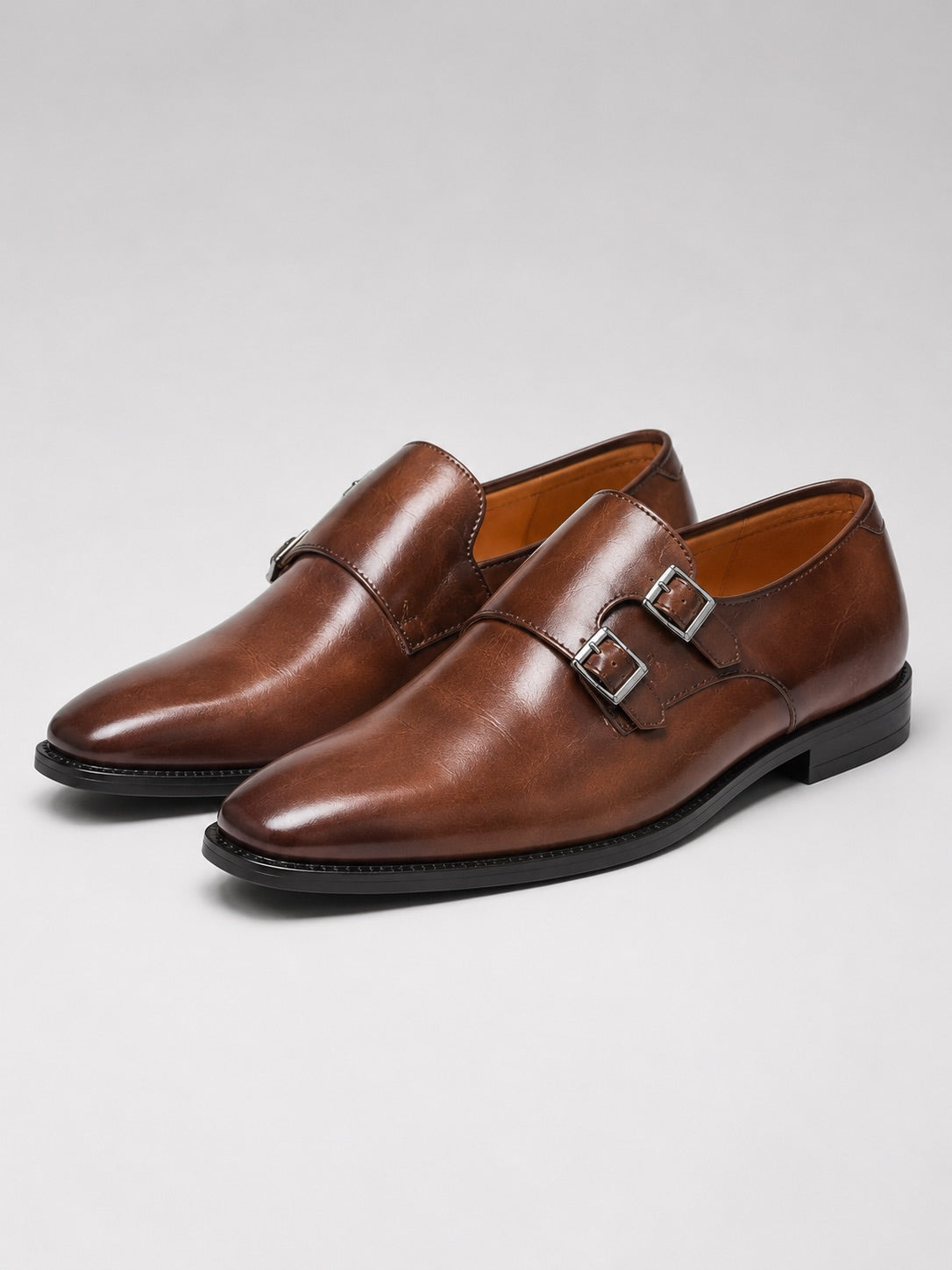 Men’s Monk Strap Dress Shoes Pointed Toe Leather Formal Oxfords for Business Office, Wedding and Party Wear