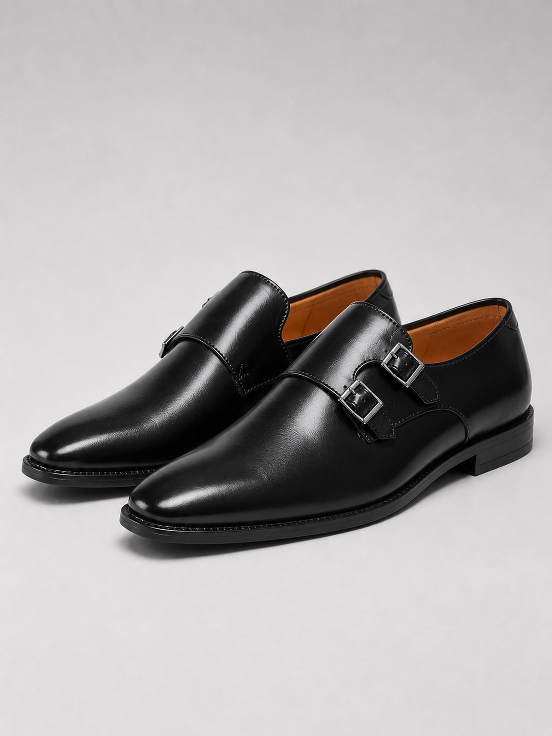 Men’s Monk Strap Dress Shoes Pointed Toe Leather Formal Oxfords for Business Office, Wedding and Party Wear