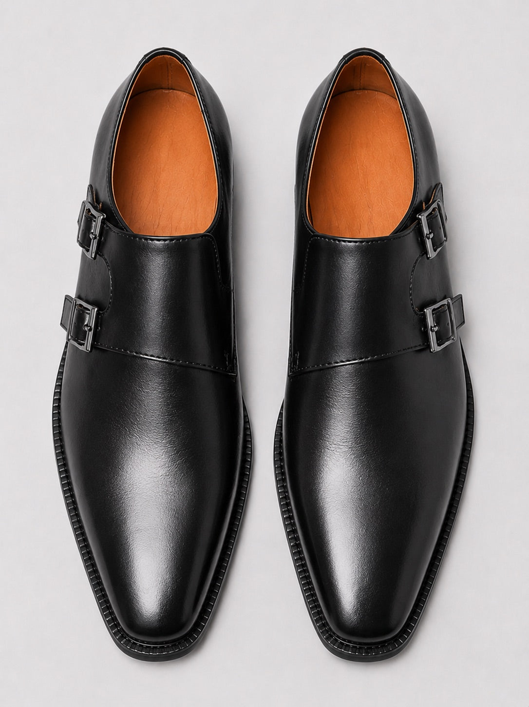 Men’s Monk Strap Dress Shoes Pointed Toe Leather Formal Oxfords for Business Office, Wedding and Party Wear