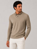 Men’s Long Sleeve Polo Shirt Solid Colour Lightweight All-Season Business Casual Top for Office and Vacation Wear