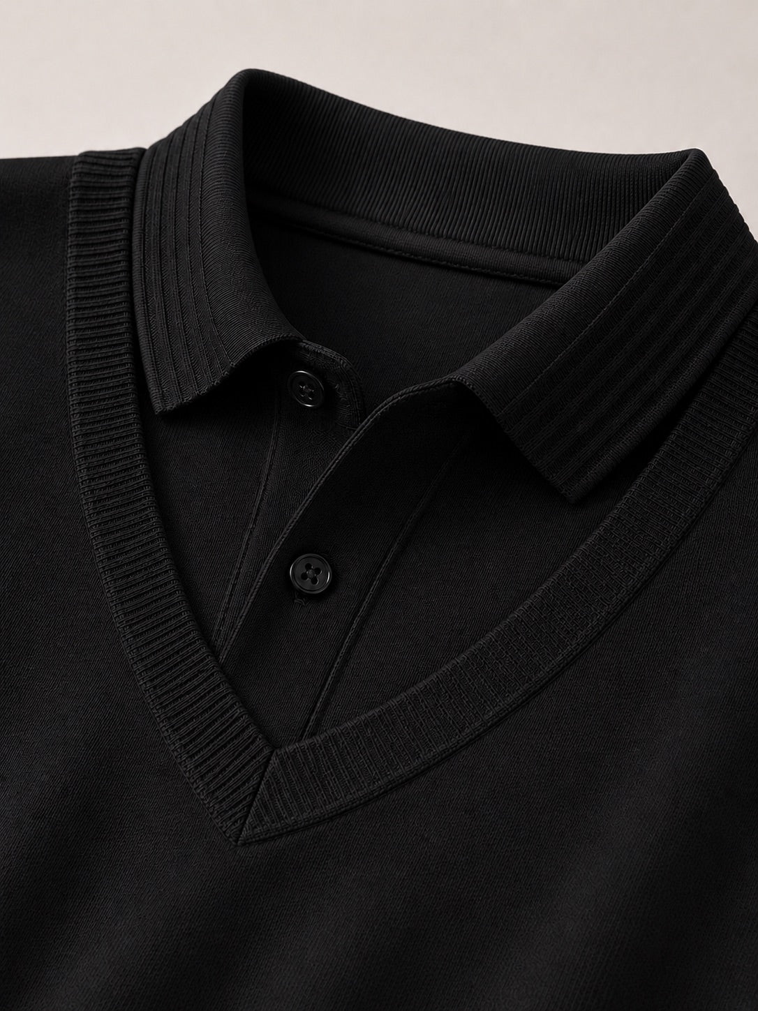 Men’s Long Sleeve Polo Shirt Solid Colour Lightweight All-Season Business Casual Top for Office and Vacation Wear