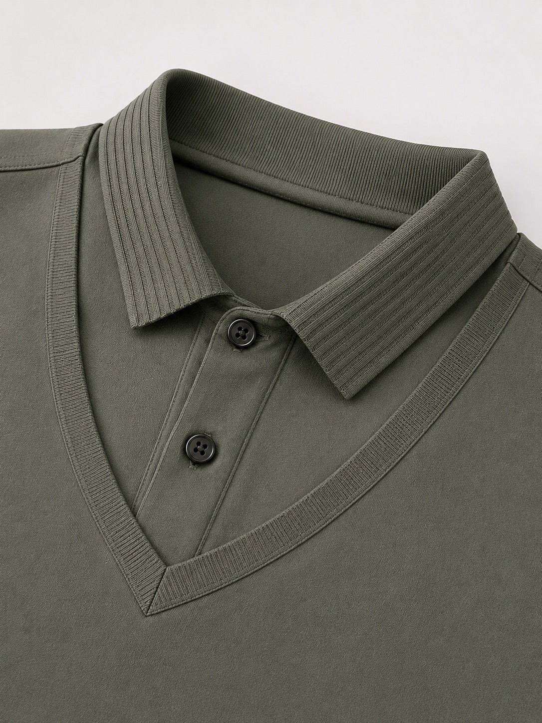 Men’s Long Sleeve Polo Shirt Solid Colour Lightweight All-Season Business Casual Top for Office and Vacation Wear
