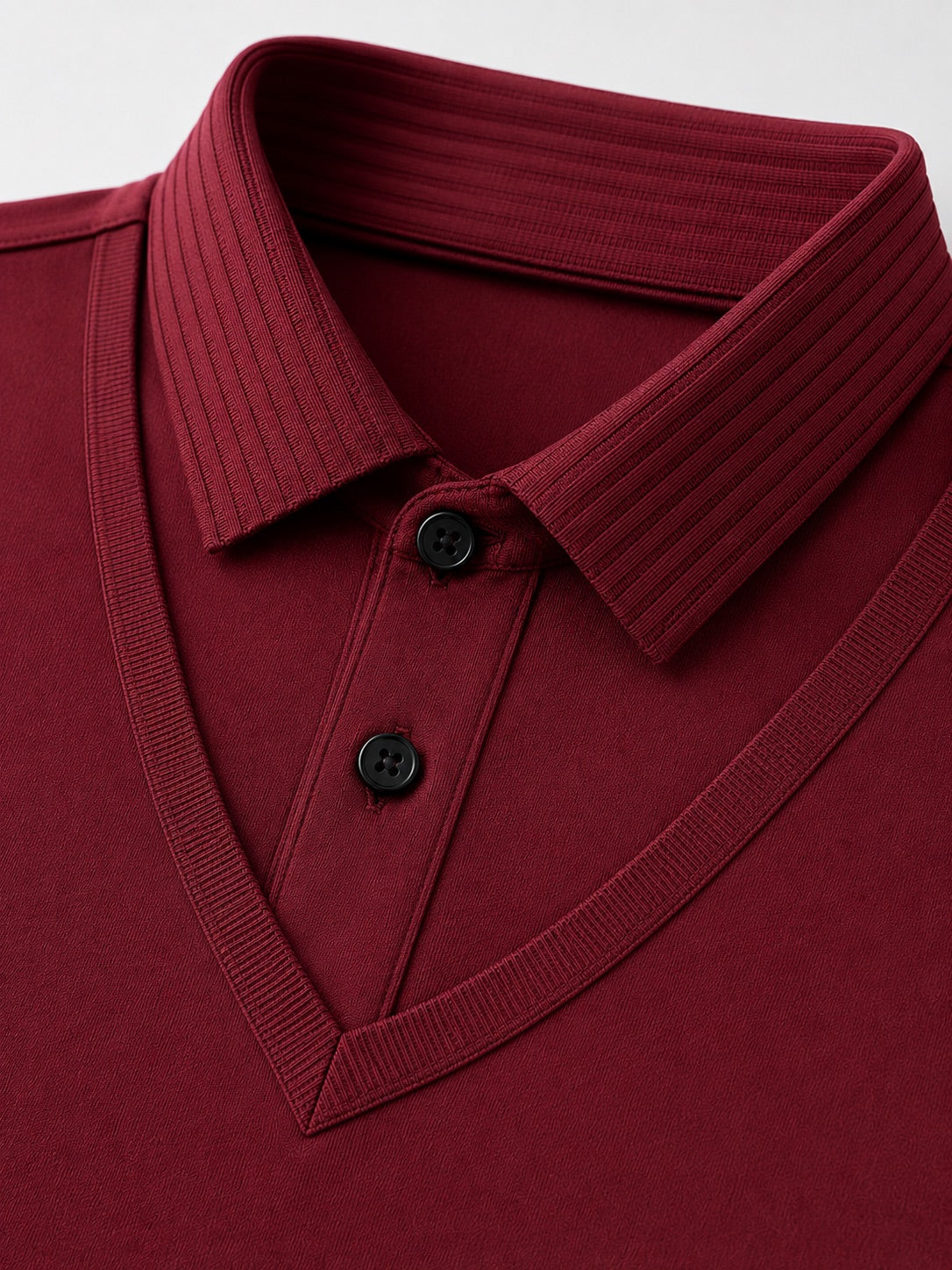 Men’s Long Sleeve Polo Shirt Solid Colour Lightweight All-Season Business Casual Top for Office and Vacation Wear