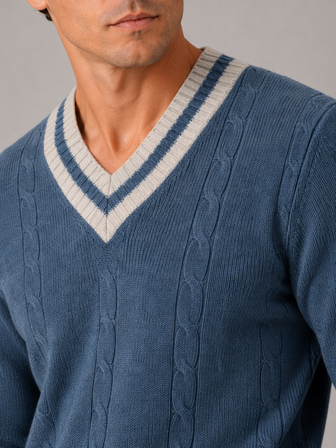 Men’s V-Neck Knit Jumper Breathable Warm Long Sleeve Autumn Winter Pullover for Outdoor Casual and Everyday Wear