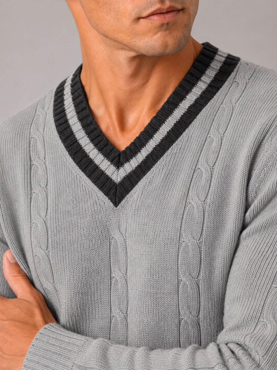 Men’s V-Neck Knit Jumper Breathable Warm Long Sleeve Autumn Winter Pullover for Outdoor Casual and Everyday Wear