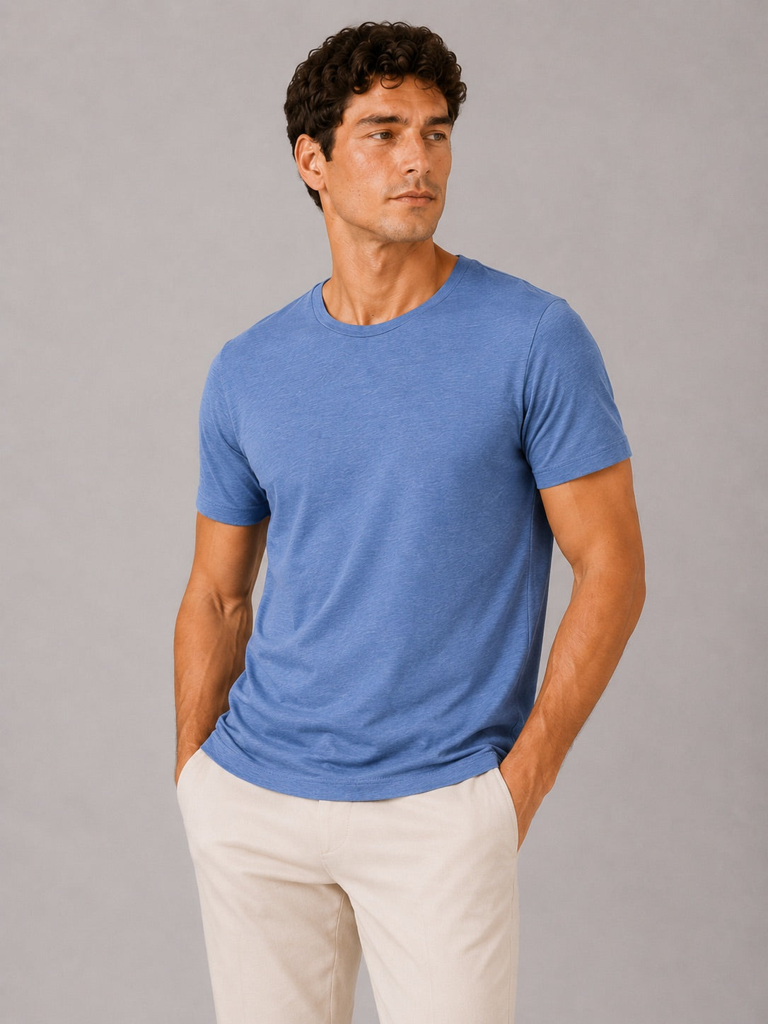 Men’s Crew Neck T-Shirt 100% Cotton Soft Short Sleeve Summer Top for Homewear and Casual Wear