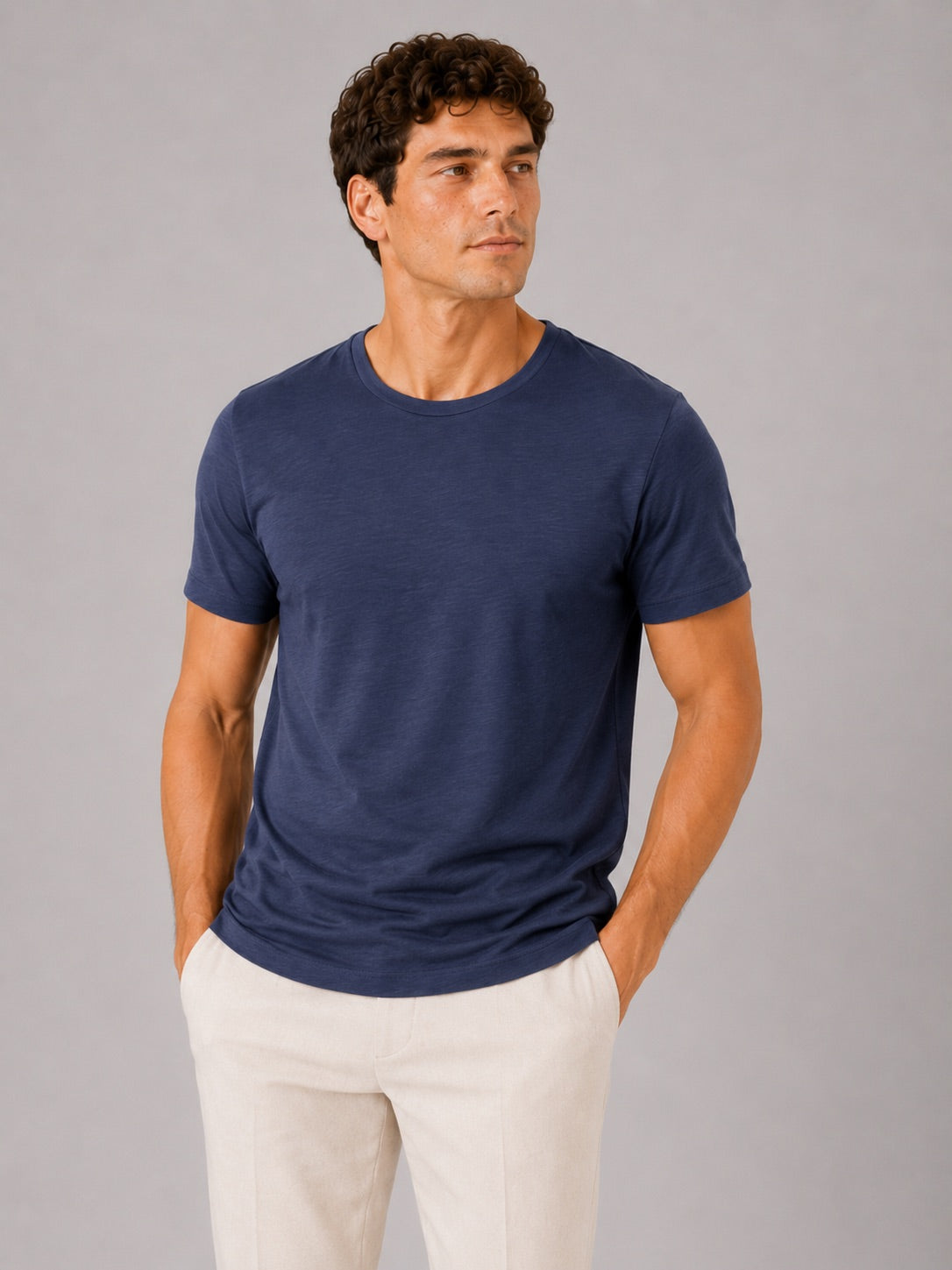 Men’s Crew Neck T-Shirt 100% Cotton Soft Short Sleeve Summer Top for Homewear and Casual Wear