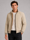 Men’s Aviator Autumn Jacket Fleece Lined Thick Warm Zip-Up Casual Jacket for Everyday Wear