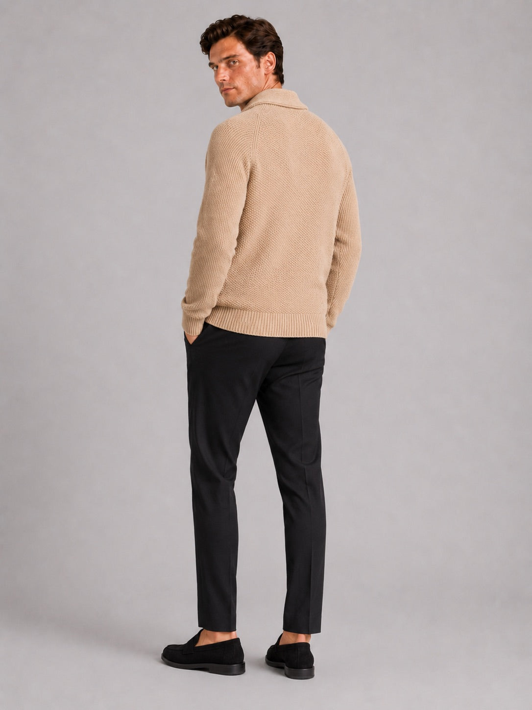 Men’s Knit Cardigan Jumper Long Sleeve Front Pocket Autumn Winter Layer for Casual and Everyday Wear