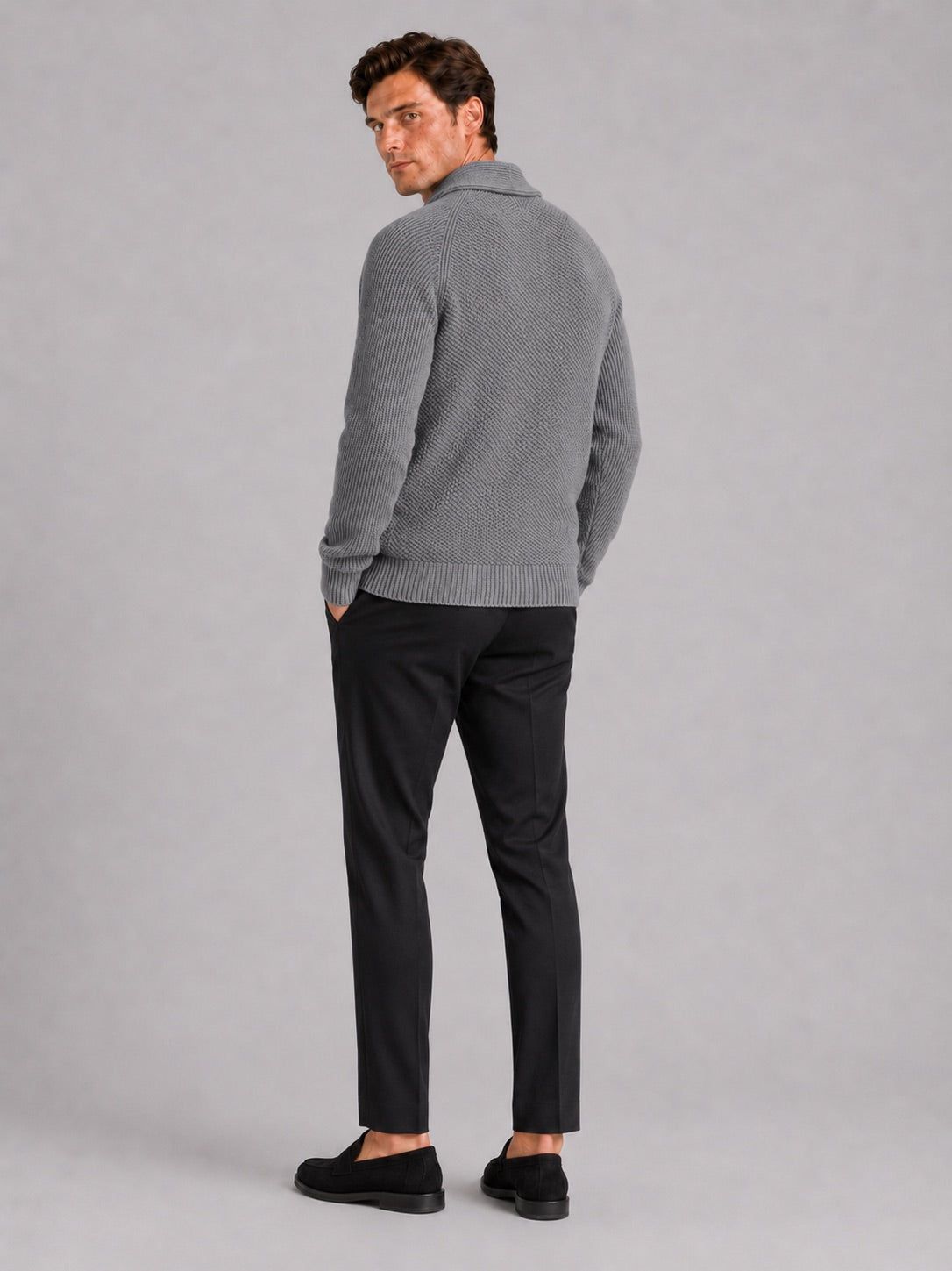 Men’s Knit Cardigan Jumper Long Sleeve Front Pocket Autumn Winter Layer for Casual and Everyday Wear