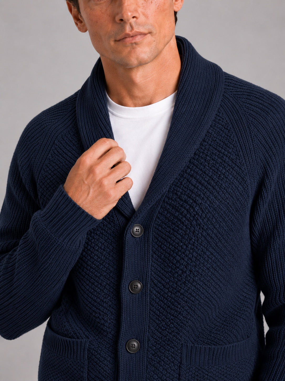 Men’s Knit Cardigan Jumper Long Sleeve Front Pocket Autumn Winter Layer for Casual and Everyday Wear