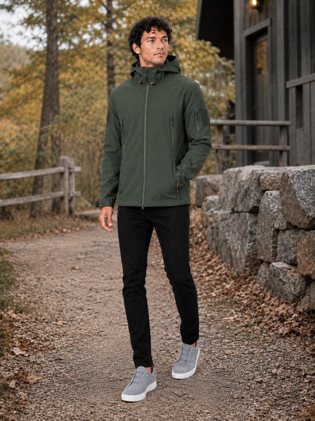 Men’s Soft Shell Tactical Work Wear Jacket Windproof Waterproof Hooded Autumn Jacket for Outdoor Work and Hiking Wear