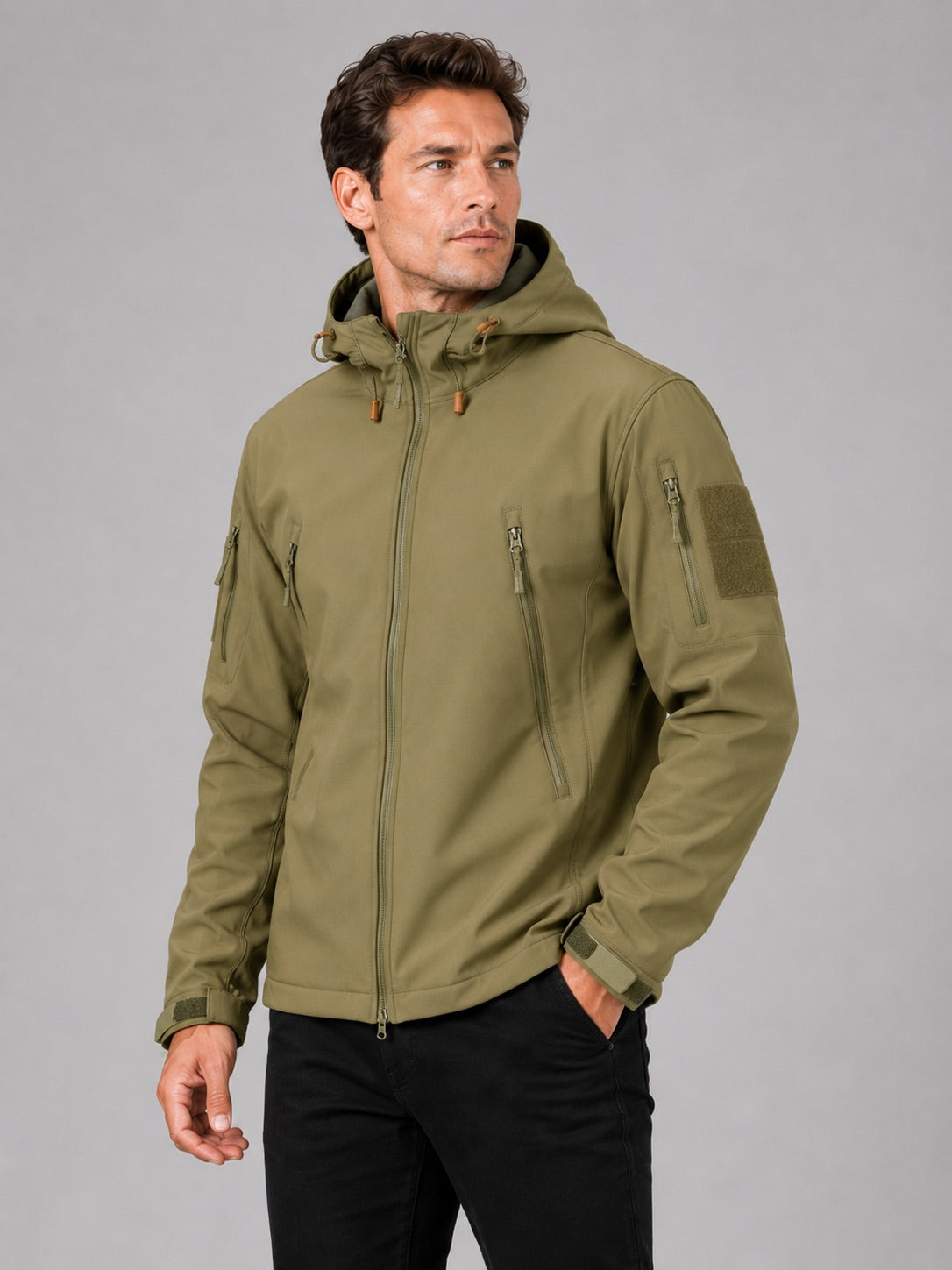 Men’s Soft Shell Tactical Work Wear Jacket Windproof Waterproof Hooded Autumn Jacket for Outdoor Work and Hiking Wear