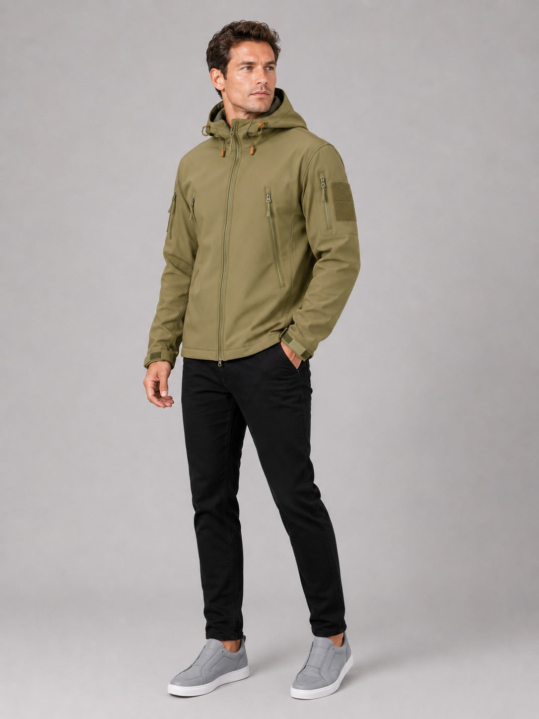 Men’s Soft Shell Tactical Work Wear Jacket Windproof Waterproof Hooded Autumn Jacket for Outdoor Work and Hiking Wear