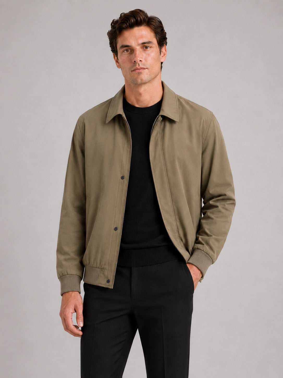 Men’s Lapel Autumn Jacket Solid Colour Lightweight Spring Autumn Casual Coat for Business Casual and Everyday Wear