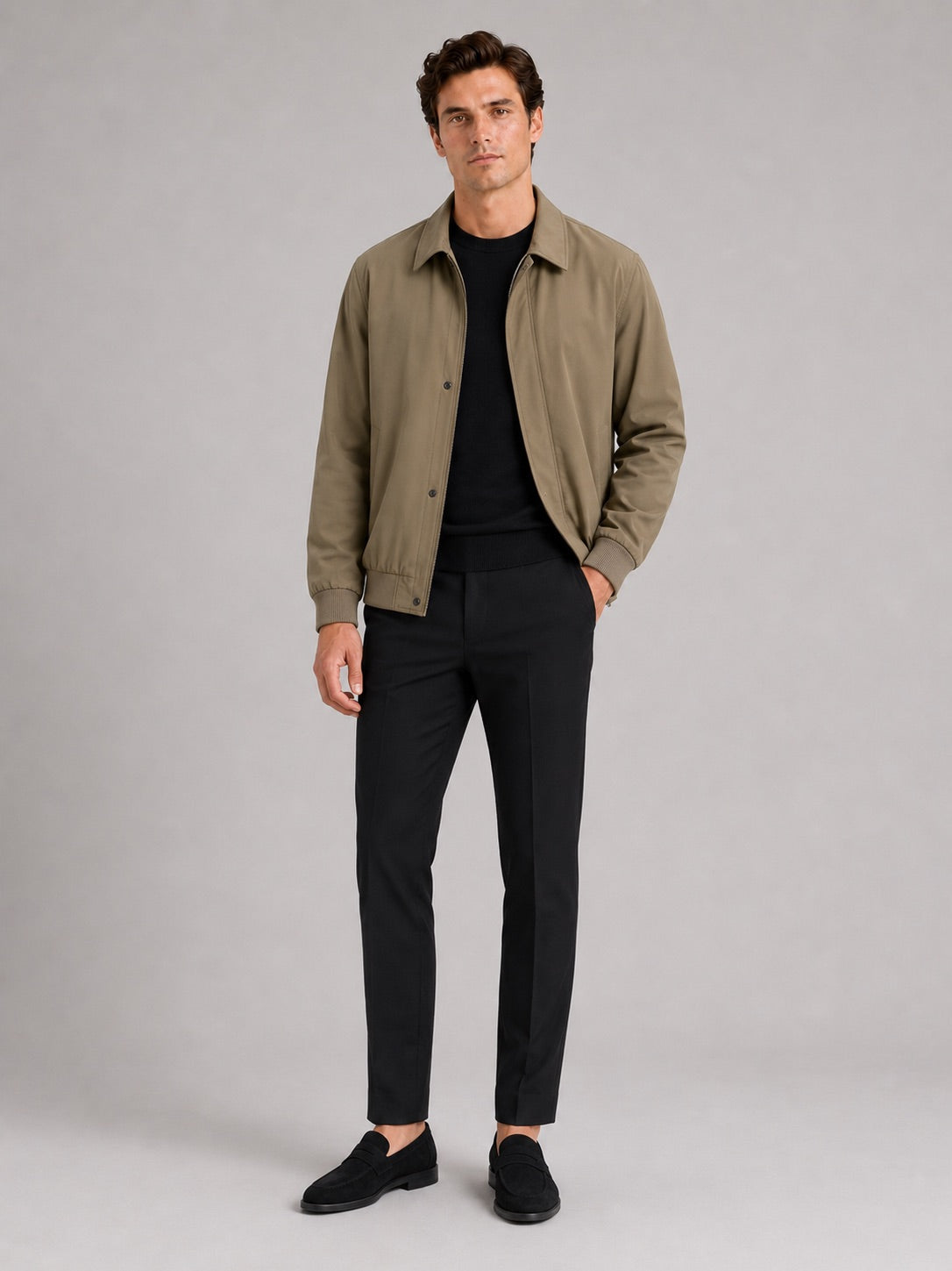 Men’s Lapel Autumn Jacket Solid Colour Lightweight Spring Autumn Casual Coat for Business Casual and Everyday Wear