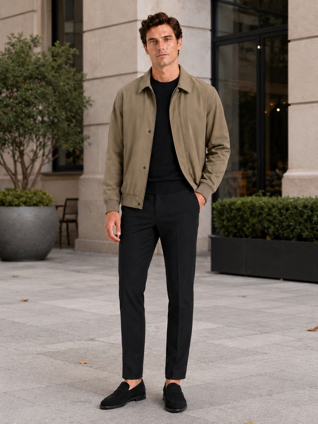 Men’s Lapel Autumn Jacket Solid Colour Lightweight Spring Autumn Casual Coat for Business Casual and Everyday Wear