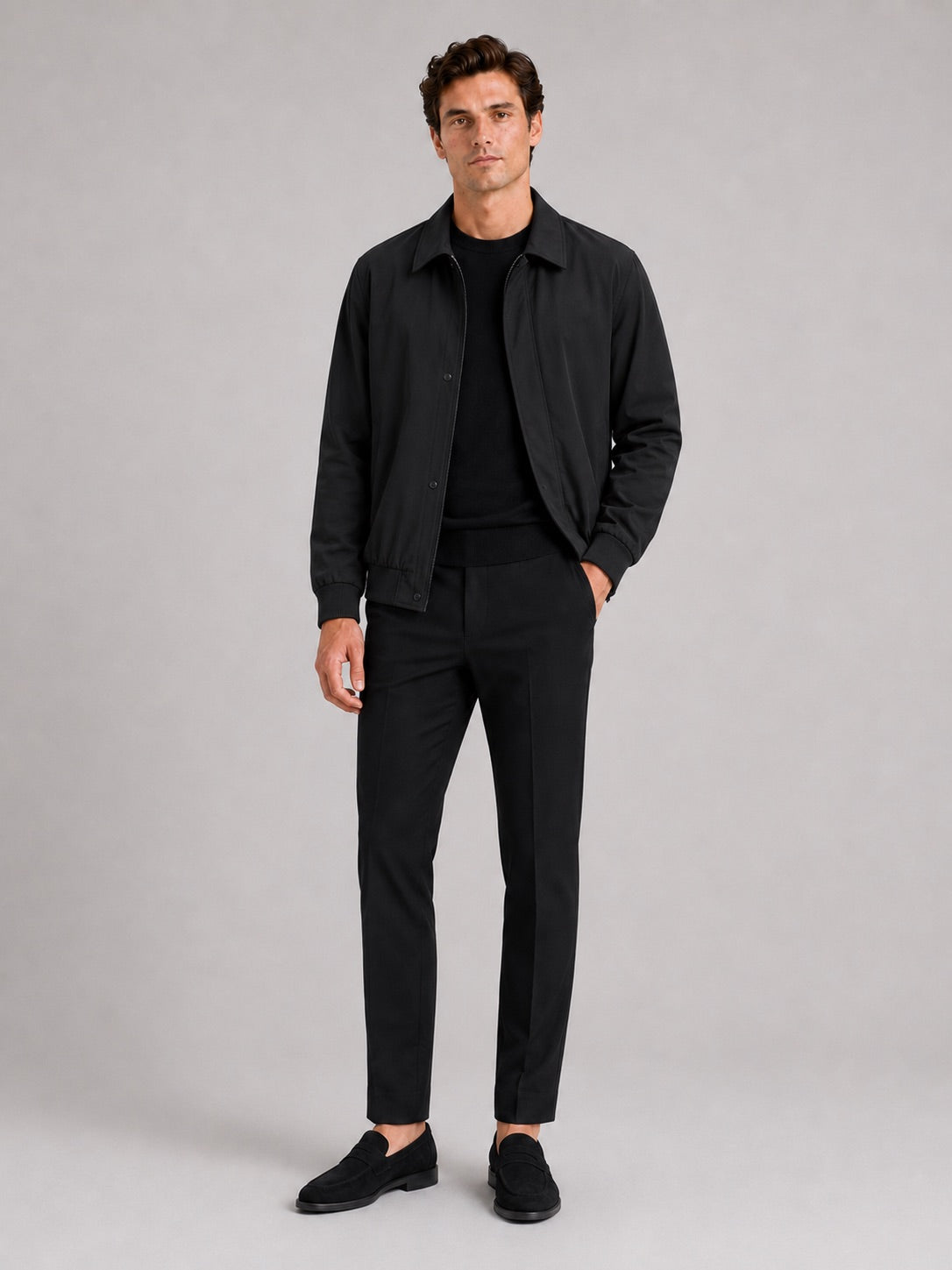 Men’s Lapel Autumn Jacket Solid Colour Lightweight Spring Autumn Casual Coat for Business Casual and Everyday Wear