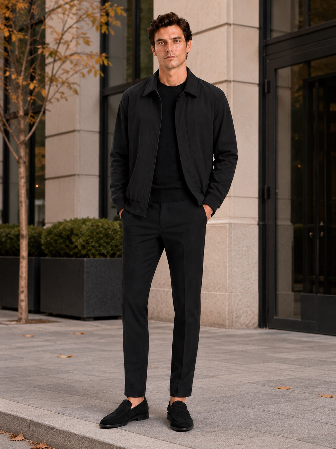 Men’s Lapel Autumn Jacket Solid Colour Lightweight Spring Autumn Casual Coat for Business Casual and Everyday Wear