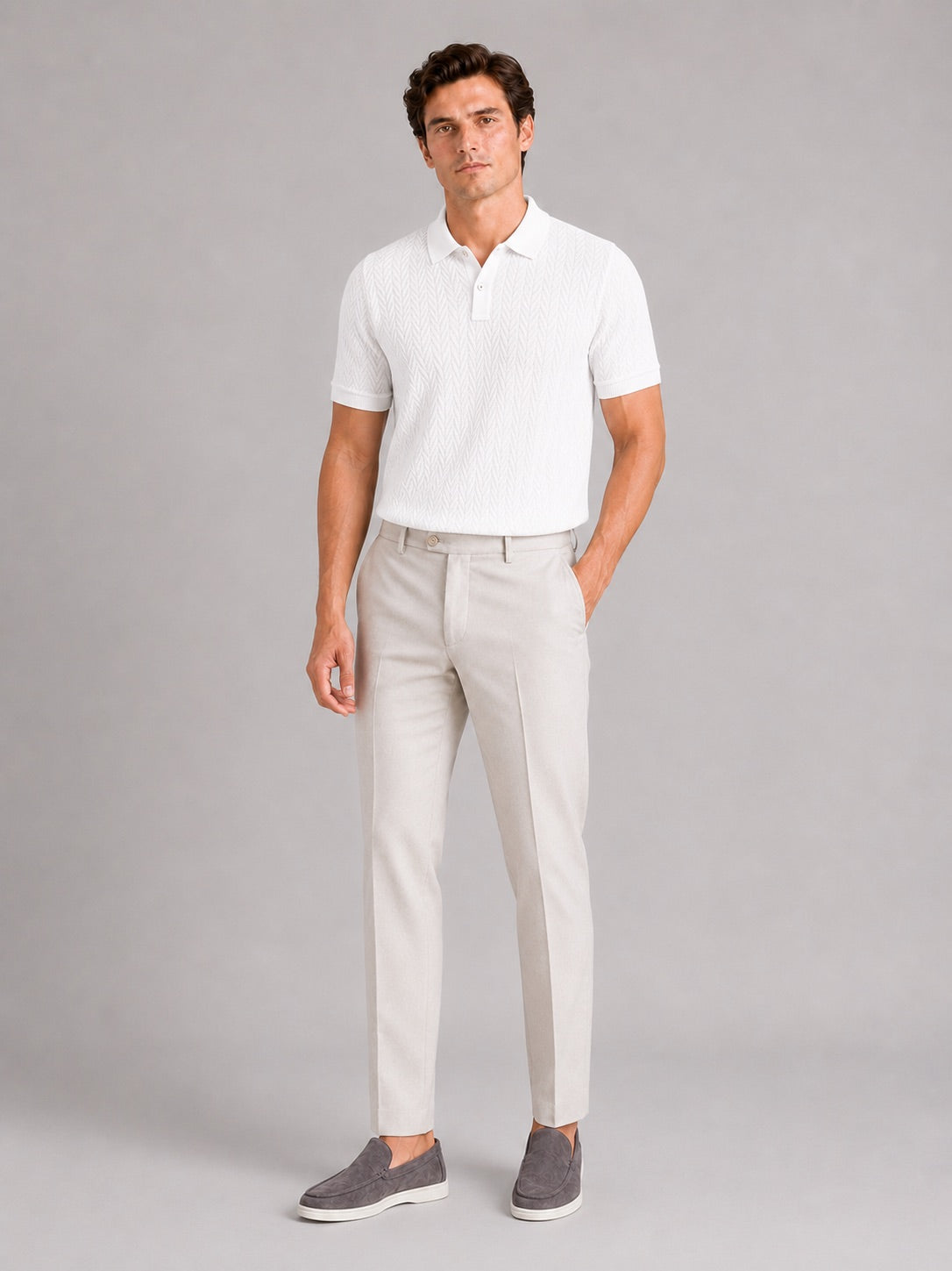 Men’s Knit Polo Shirt Short Sleeve Breathable Solid Colour Summer Polo for Casual and Vacation Wear
