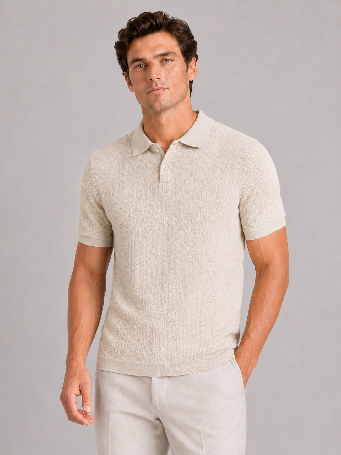Men’s Knit Polo Shirt Short Sleeve Breathable Solid Colour Summer Polo for Casual and Vacation Wear