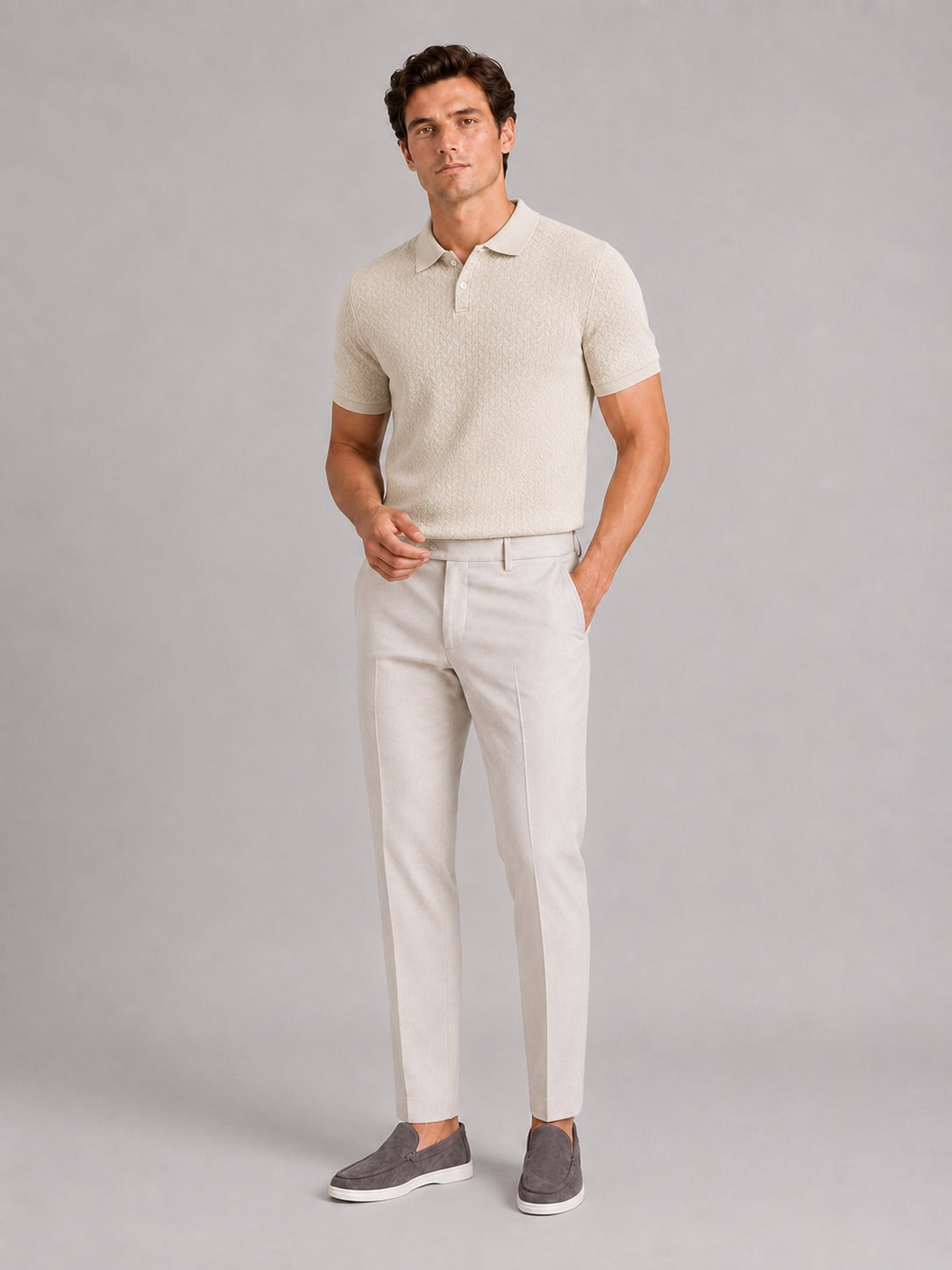 Men’s Knit Polo Shirt Short Sleeve Breathable Solid Colour Summer Polo for Casual and Vacation Wear