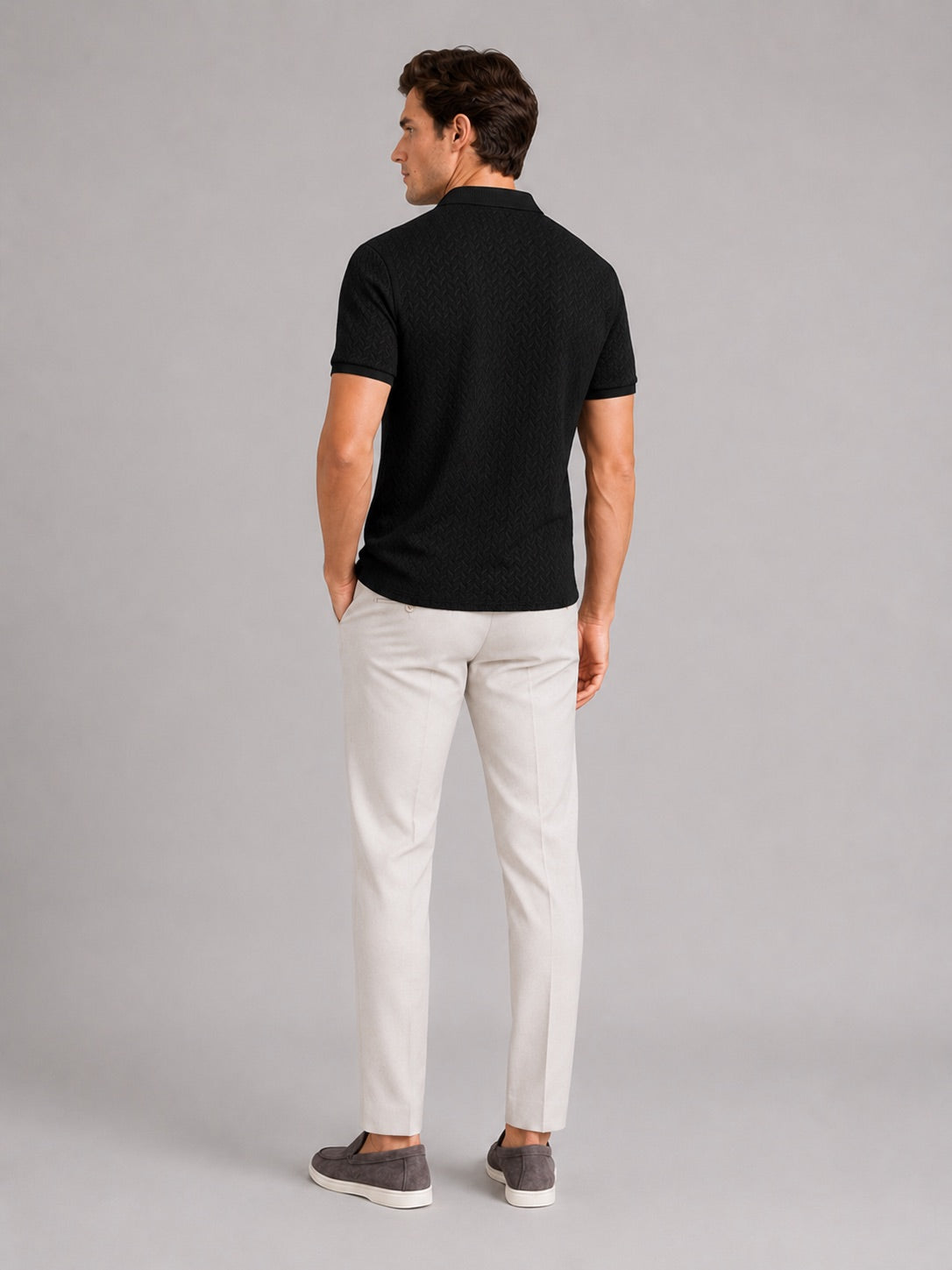 Men’s Knit Polo Shirt Short Sleeve Breathable Solid Colour Summer Polo for Casual and Vacation Wear