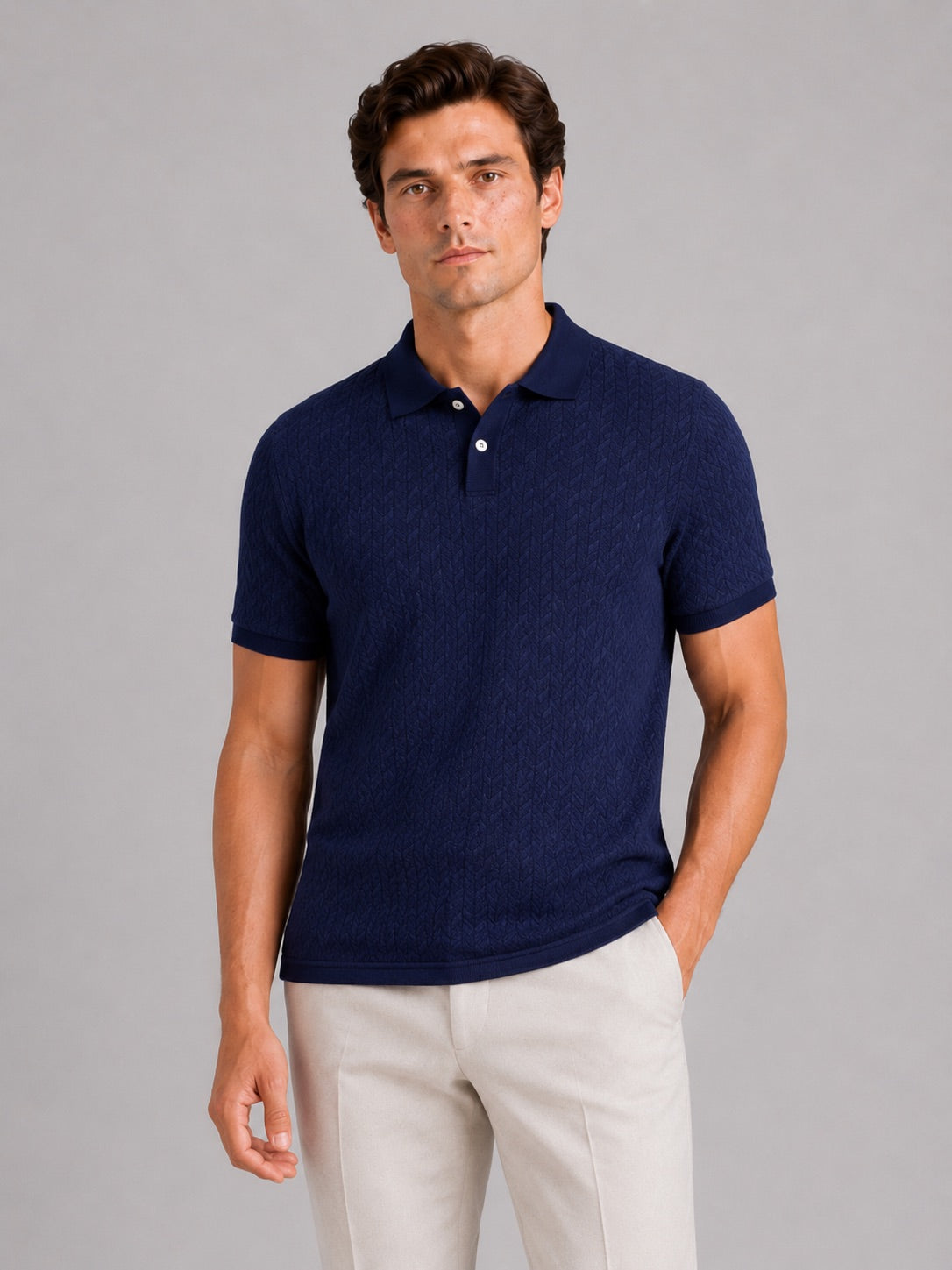 Men’s Knit Polo Shirt Short Sleeve Breathable Solid Colour Summer Polo for Casual and Vacation Wear