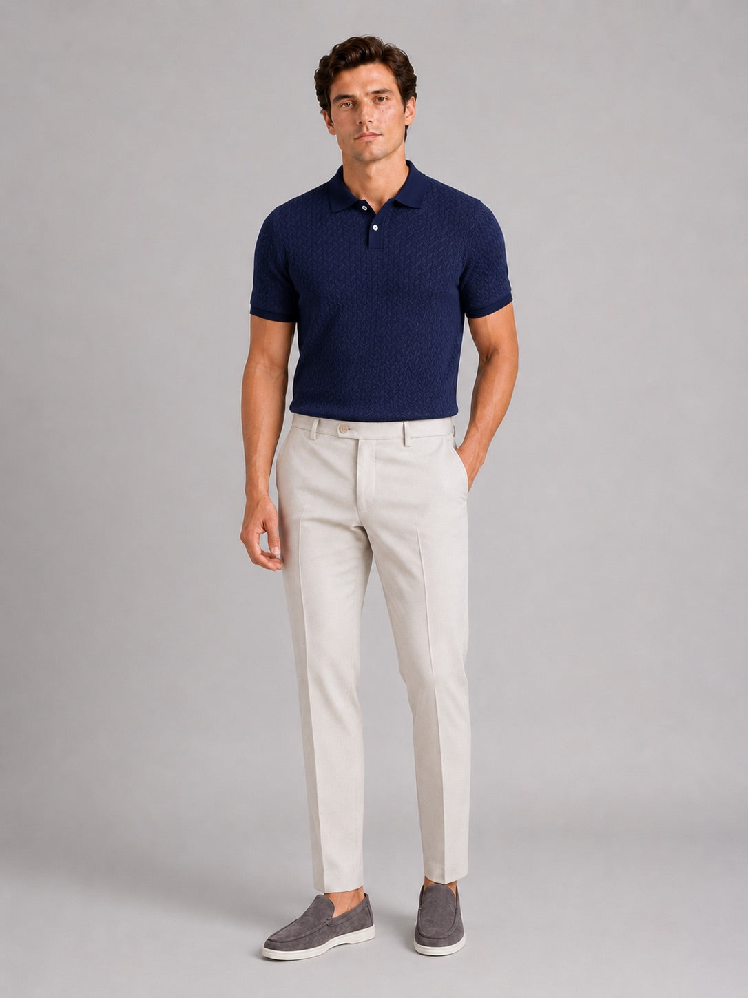 Men’s Knit Polo Shirt Short Sleeve Breathable Solid Colour Summer Polo for Casual and Vacation Wear