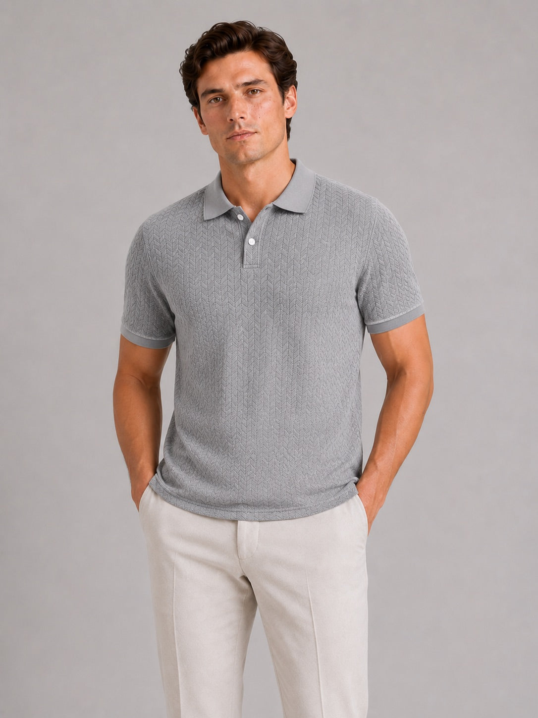 Men’s Knit Polo Shirt Short Sleeve Breathable Solid Colour Summer Polo for Casual and Vacation Wear