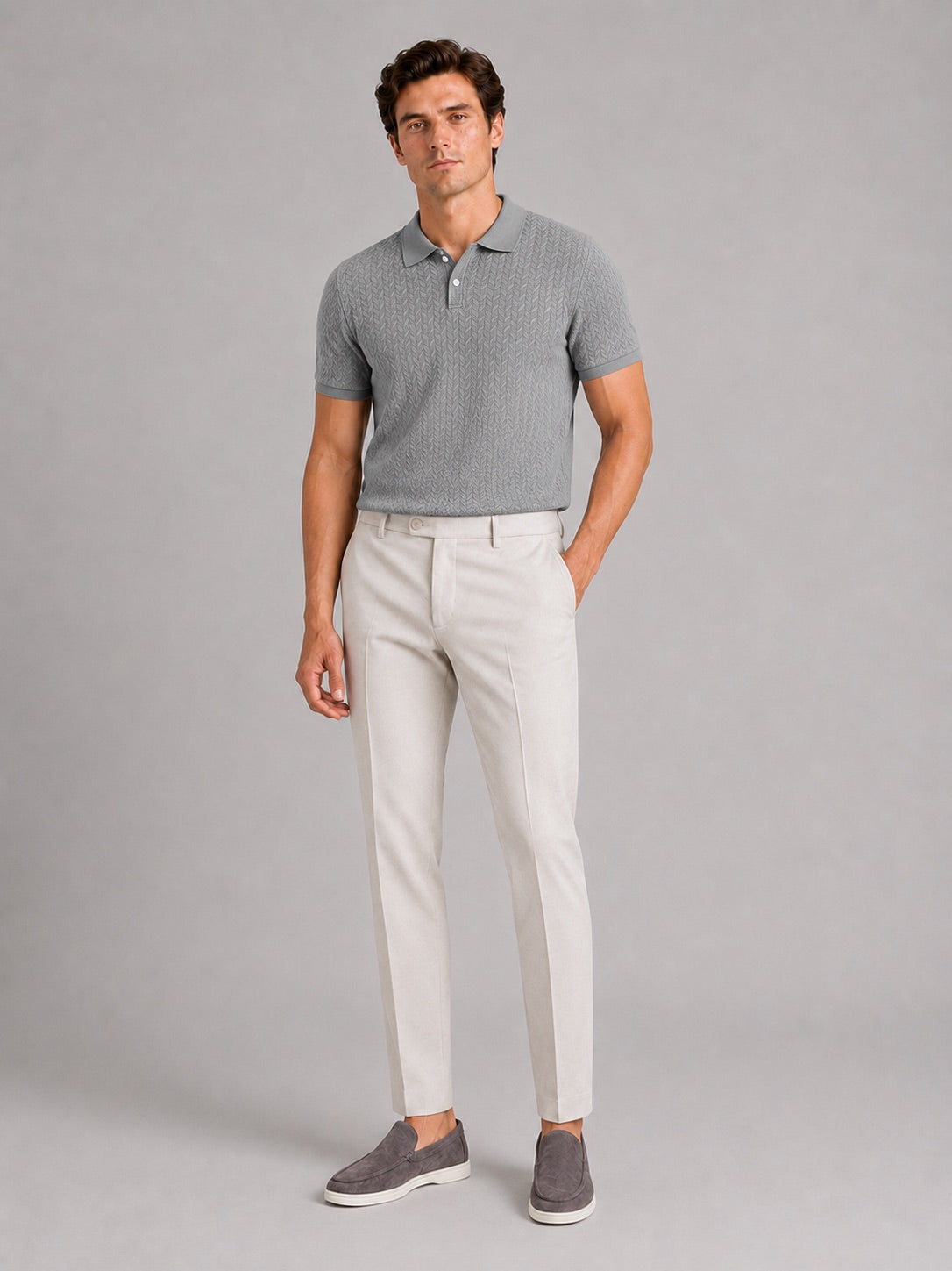 Men’s Knit Polo Shirt Short Sleeve Breathable Solid Colour Summer Polo for Casual and Vacation Wear