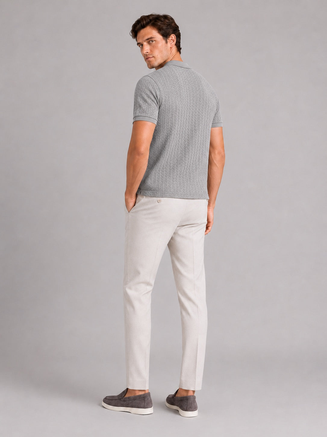 Men’s Knit Polo Shirt Short Sleeve Breathable Solid Colour Summer Polo for Casual and Vacation Wear