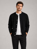 Men’s Cardigan Jumper Crew Neck Solid Colour Knit Autumn Layer for Casual and Everyday Wear