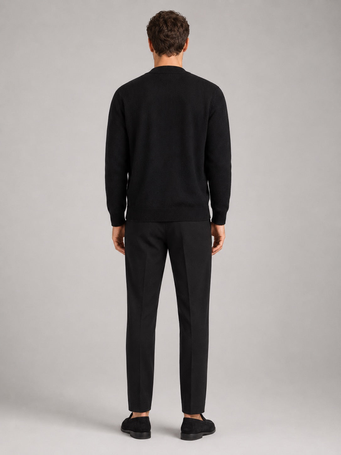 Men’s Cardigan Jumper Crew Neck Solid Colour Knit Autumn Layer for Casual and Everyday Wear