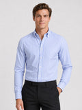 Men’s Striped Button-Down Long Sleeve Shirt Slim Fit Autumn Business Casual Dress Shirt for Office and Everyday Wear